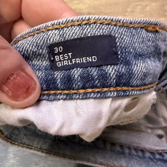 Gap Best Girlfriend Straight Leg Crop 30 / 10 Light Wash Distressed Medium Rise - Picture 5 of 7